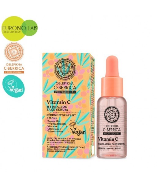 Wegańskie, nawadniające serum do twarzy z witaminą C i polisacharydami, 30ml OBLEPIKHA C-BERRICA