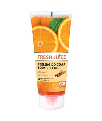 Fresh Juice Żel peelingujący do ciała - Orange & Cinnamon - z ekstraktem z pomarańczy i olejem cynamonowym, 200ml
