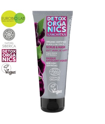 Organiczna maska peeling do twarzy, czarna 2in1, 75 ml Detox Organics Kamchatka