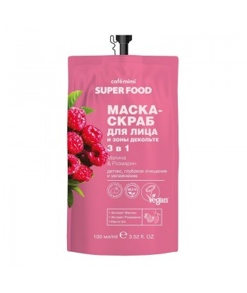 Maska-scrub do twarzy i dekoltu Malina i Rozmaryn, 100ml - CAFE MIMI