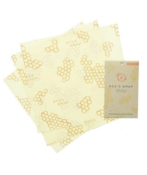 Bee's Wrap, Woskowana organiczna bawełna do zawijania, 3 szt., rozm. L 33 x 35 cm