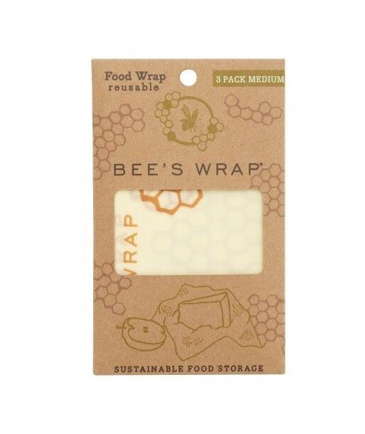 Bee's Wrap, Woskowana organiczna bawełna do zawijania, 3 szt., rozm. M 25 x 27,5 cm
