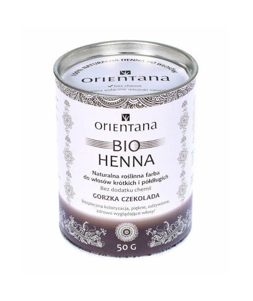 ORIENTANA Bio henna GORZKA CZEKOLADA do włosów półdługich i krótkich 50g