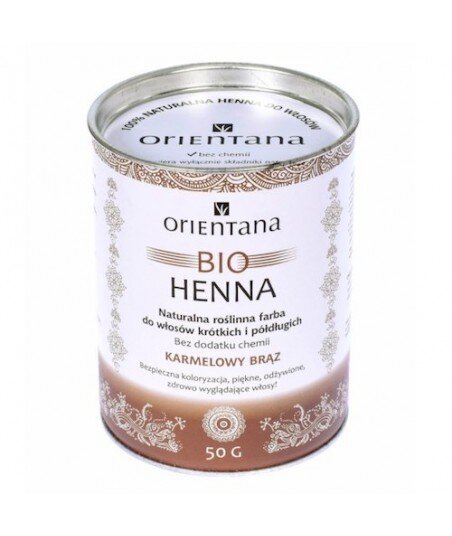 ORIENTANA Bio henna KARMELOWY BRĄZ do włosów półdługich i krótkich 50g