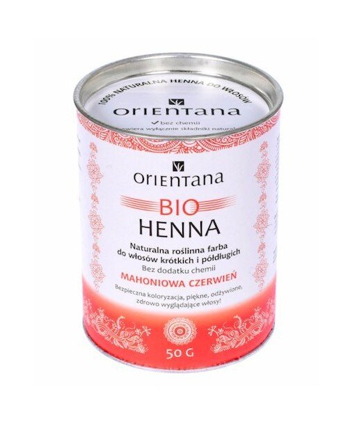 ORIENTANA Bio henna MAHONIOWA CZERWIEŃ do włosów półdługich i krótkich 50g