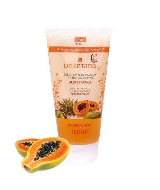 ORIENTANA Żel do mycia twarzy z drobinkami ryżu ALOES I PAPAJA 150ml