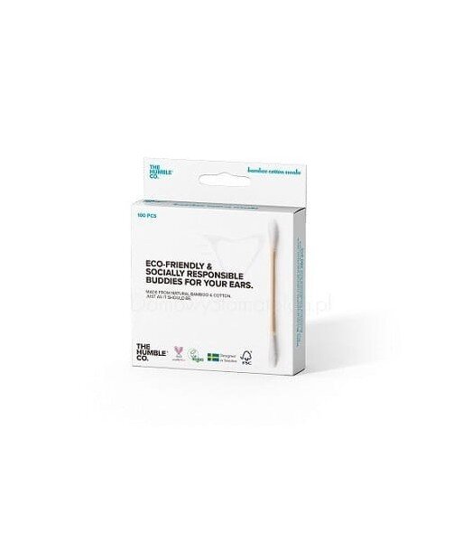HUMBLE BRUSH Ekologiczne biodegradowalne patyczki do uszu Bambus i Naturalna Bawełna, 100 sztuk