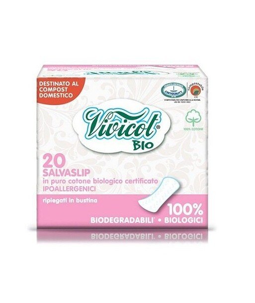 VIVICOT BIO Wkładki higieniczne składane, kompostowalne niebielone 20 sztuk