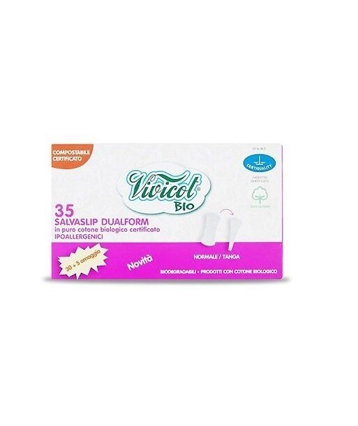 VIVICOT BIO Wkładki higieniczne DUALFORM, kompostowalne niebielone 35 sztuk