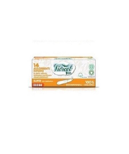 VIVICOT BIO Tampony higieniczne z aplikatorem SUPER chłonne, kompostowalne niebielone 14 sztuk VIVICOT BIO Tampony higieniczne z aplikatorem SUPER chłonne, kompostowalne niebielone 14 sztuk