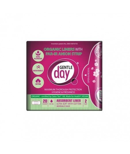 GENTLE DAY Wkładki panty POCHŁANIAJĄCE WILGOĆ z paskiem anionowym FAR-IR ANION EKO 20 szt GENTLE DAY Wkładki panty POCHŁANIAJĄCE WILGOĆ z paskiem anionowym FAR-IR ANION EKO 20 szt