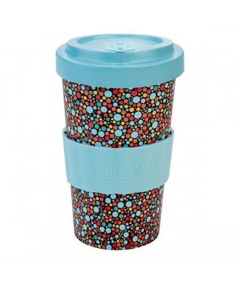 WOODWAY Wielorazowy Biodegradowalny Kubek z bambusa z nakładką - FUSION TURQUOISE blue 500ml