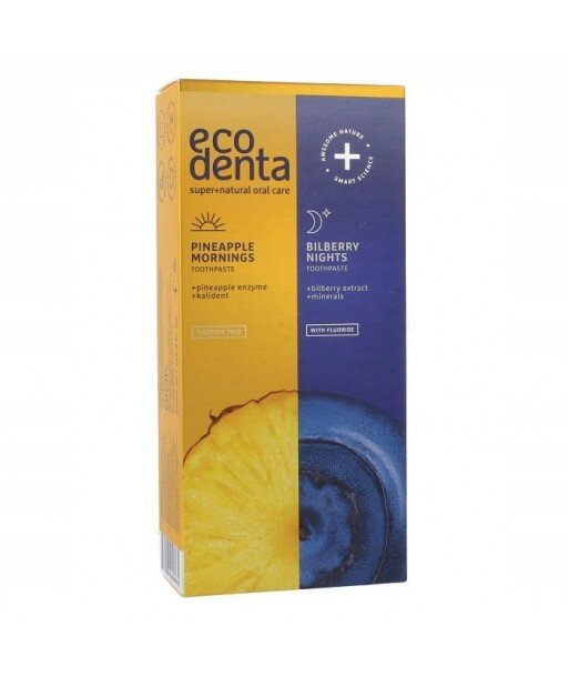 ECODENTA DUO Ananasowa pasta do zębów na dzień/Borówkowa pasta do zębów na noc 2x100ml