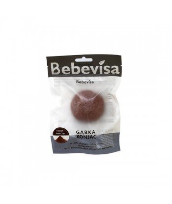 BEBEVISA Gąbka Konjac do twarzy z dodatkiem francuskiej GLINKI CZERWONEJ 6,3-8cm średnicy