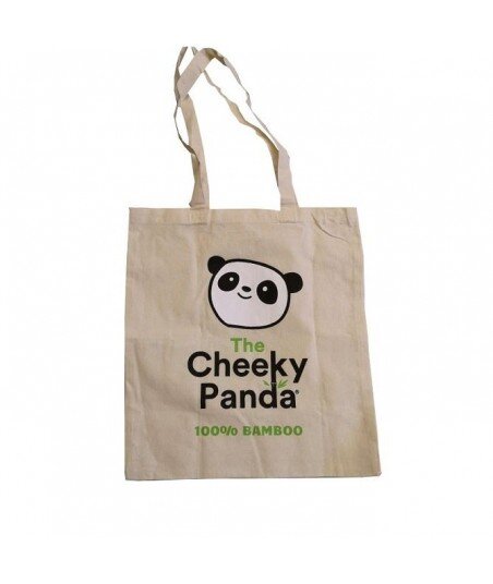 THE CHEEKY PANDA Torba bawełniana z nadrukiem 38x42cm długi uchwyt 70cm
