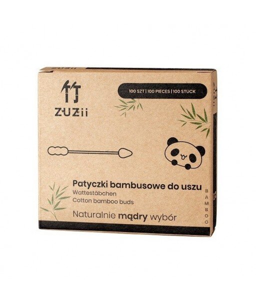ZUZII Patyczki kosmetyczne bambusowe z bawełną w kształcie bałwanka/szpicu 100szt