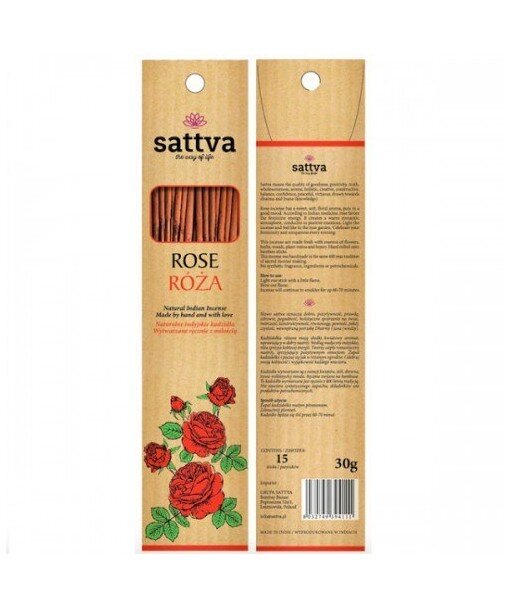 SATTVA AYURVEDA Kadzidełka INCENSE ROSE 30G Róża