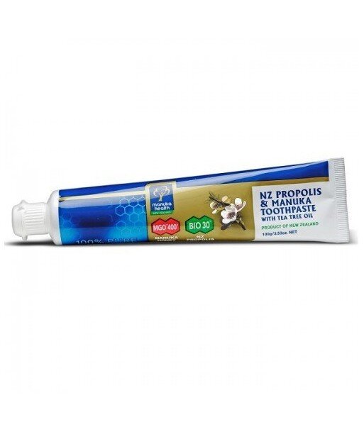 Manuka MGO™ Pasta do zębów z Miodem 400+, Propolisem BIO 30™ i olejkiem z Drzewa Herbacianego (100 ml) Manuka MGO™ Pasta do zębów z Miodem 400+, Propolisem BIO 30™ i olejkiem z Drzewa Herbacianego (100 ml)