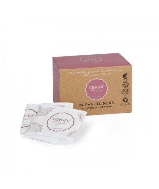 GINGER ORGANIC Wkładki higieniczne certyfikowane 100% organic bawełna organiczna bez chloru 24 szt