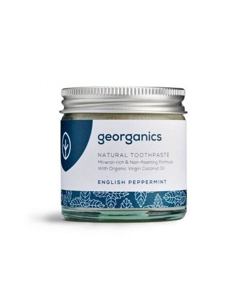 GEORGANICS Mineralna miętowa pasta do zębów w słoiku bez fluoru i gliceryny English Peppermint 60ml