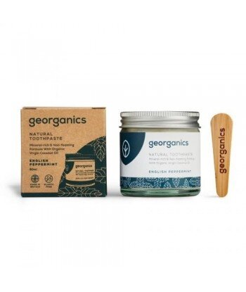 GEORGANICS Mineralna miętowa pasta do zębów w słoiku bez fluoru i gliceryny English Peppermint 60ml