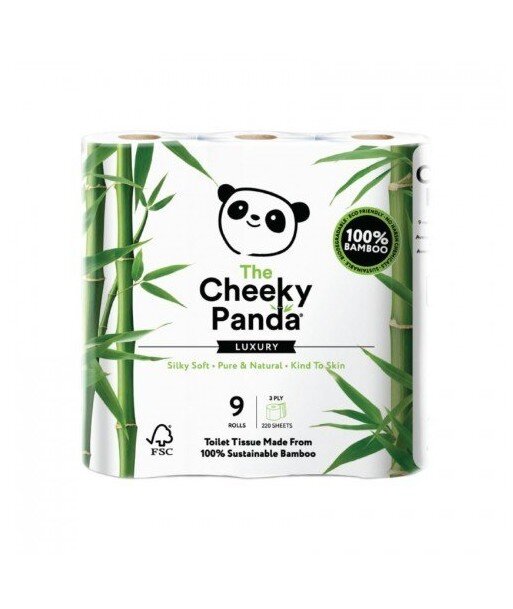 THE CHEEKY PANDA 100% Bambusowy Papier toaletowy trzywarstwowy - 9 rolek