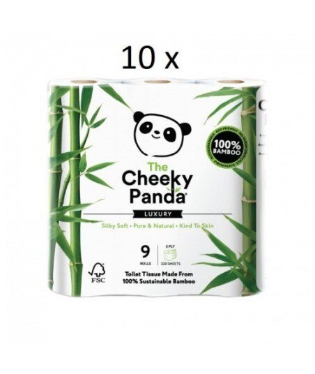 10 x THE CHEEKY PANDA 100% Bambusowy Papier toaletowy trzywarstwowy - 9 rolek