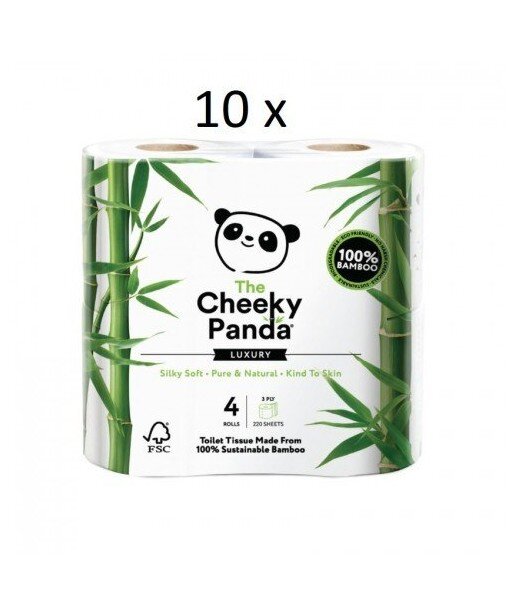 10 x THE CHEEKY PANDA 100% Bambusowy Papier toaletowy trzywarstwowy - 4 rolki