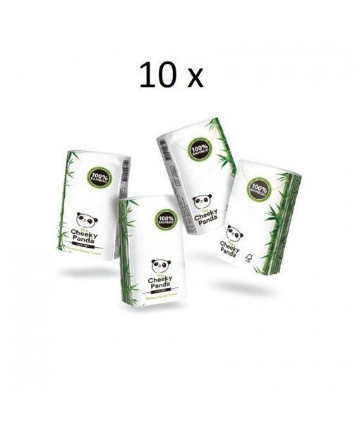 10 x THE CHEEKY PANDA 100% Bambusowe Chusteczki higieniczne kieszonkowe 8op