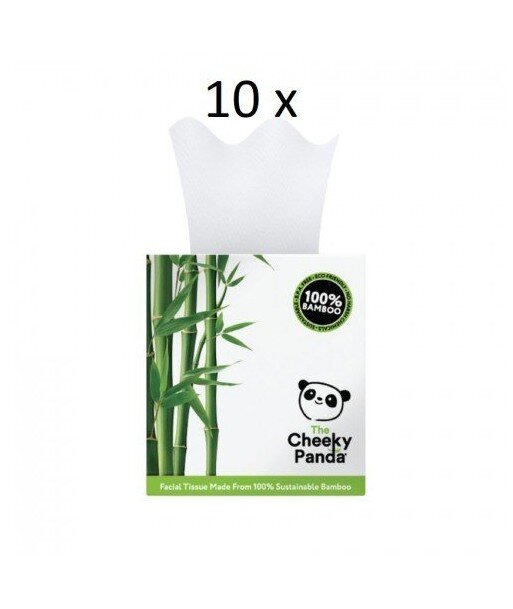 10 x THE CHEEKY PANDA 100% Bambusowe Chusteczki do twarzy (uniwersalne) pudełko kostka