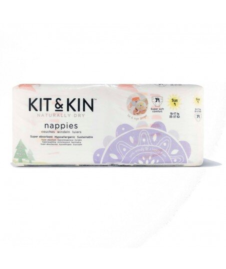 Kit and Kin Biodegradowalne Pieluszki Jednorazowe 4 Maxi Plus (10-17kg) Lis/Tygrys 34 szt