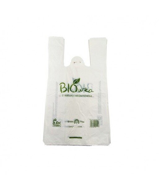 Worki sklepowe Torba Reklamówki ze skrobi kukurydzianej Biodegradowalne i Kompostowalne 40cm, BIÓWKA op./80sztuk