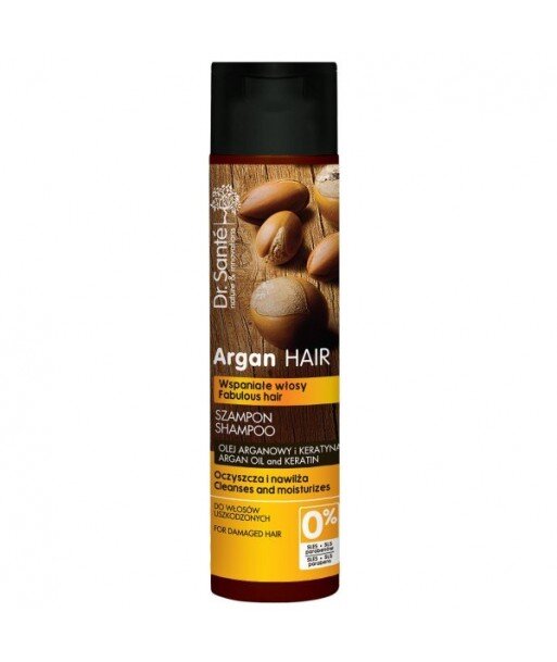 Szampon z olejem arganowym i keratyną do włosów uszkodzonych. 250 ml - Dr. Santé