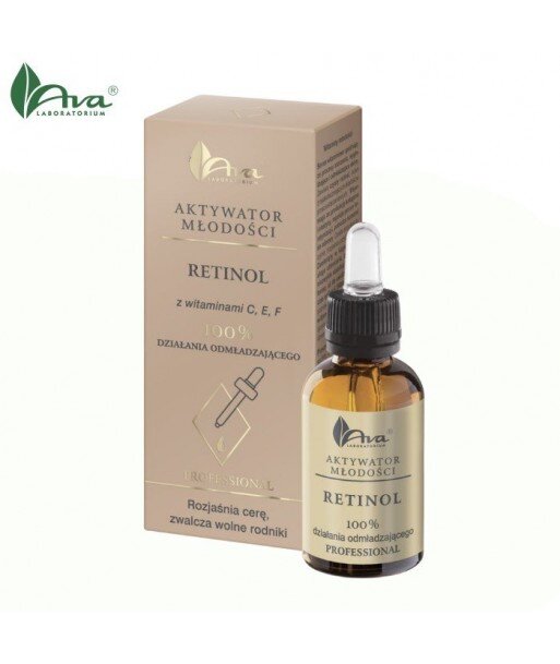 AKTYWATOR MŁODOŚCI RETINOL z witaminami C, E, F 100% działania odmładzającego Rozjaśnia cerę, zwalcza wolne rodniki - AVA AKTYWATOR MŁODOŚCI RETINOL z witaminami C, E, F 100% działania odmładzającego Rozjaśnia cerę, zwalcza wolne rodniki - AVA