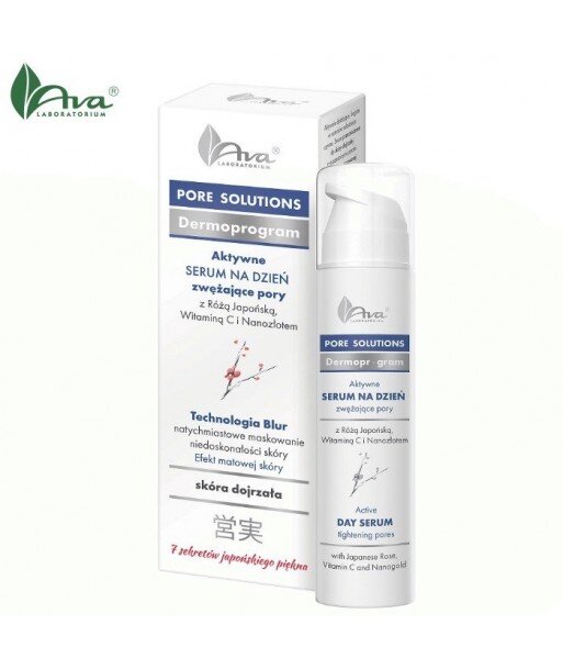 Serum na dzień zwężające pory z różą japońską, witaminą C i nanozłotem - AVA PORE SOLUTION Serum na dzień zwężające pory z różą japońską, witaminą C i nanozłotem - AVA PORE SOLUTION
