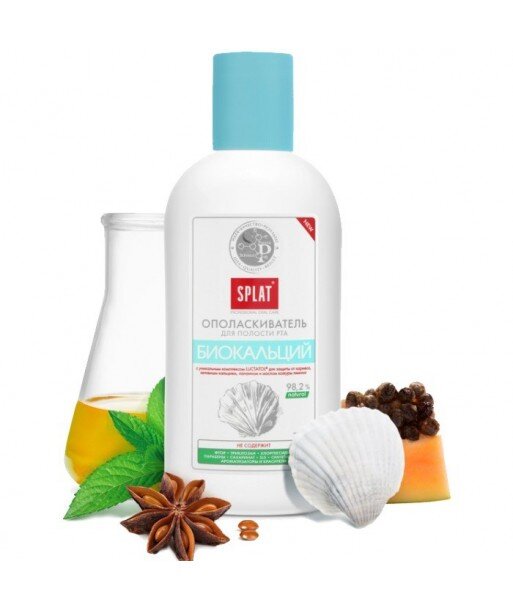 BIOCALCIUM PŁYN DO PŁUKANIA JAMY USTENJ - ODBUDOWA SZKLIWA I BEZPIECZNE WYBIELANIE, 275ml - SPLAT