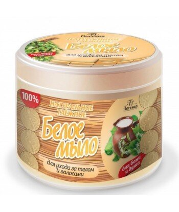 Naturalne białe mydło do pielęgnacji ciała i włosów, 450g - Floresan