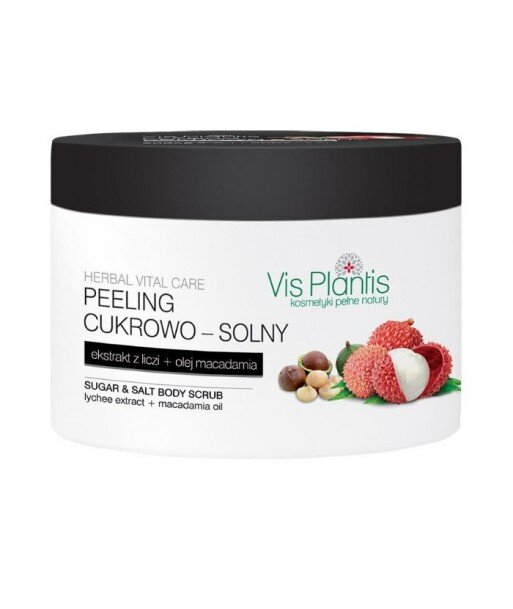 Vis Plantis - Peeling cukrowo - solny, ekstrakt z liczi + olej macadamia, 200 ml