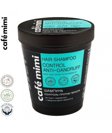 CAFE MIMI - szampon przeciwłupieżowy CONTROL - oczar wirginijski, eukaliptus, Climbazol, 220 ml