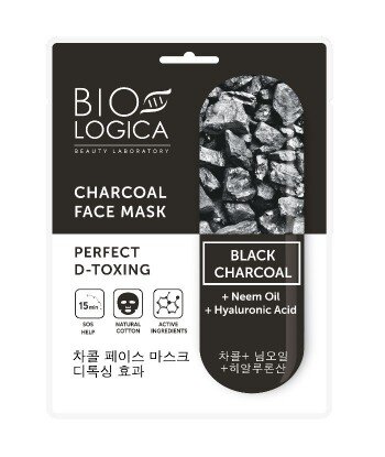 BIOLOGICA CHARCOAL Maska do twarzy w płachcie "Skuteczny detoks" z węglem