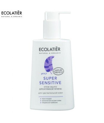 Krem - mydło do higieny intymnej Super Sensitive, pH 4,7 -, Probiotyk, kwas mlekowy, 250 ml - ECOLATIER