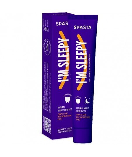 Spasta - Naturalna pasta do zębów na noc I'M SLEEPY- Kompleksowa ochrona i pielęgnacja o działaniu antybakteryjnym, 90 ml - bez