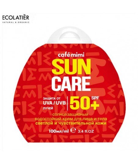 Przeciwsłoneczny krem do twarzy i ciała SPF+50 Do skóry jasnej i wrażliwej, 100ml - CAFE MIMI