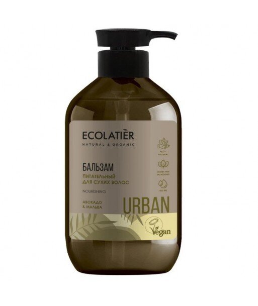 Odżywczy balsam do włosów suchych Awokado i malwa, 400 ml, ECOLATIER URBAN