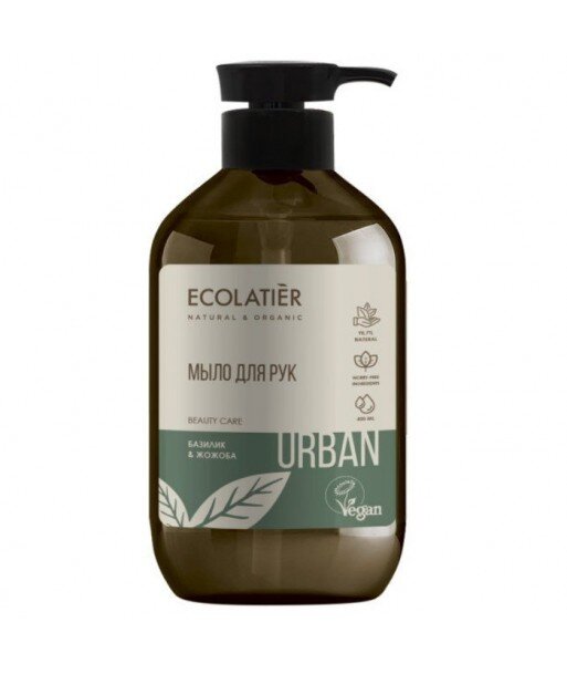 Mydło w płynie do rąk Bazylia i jojoba, 400 ml, ECOLATIER URBAN