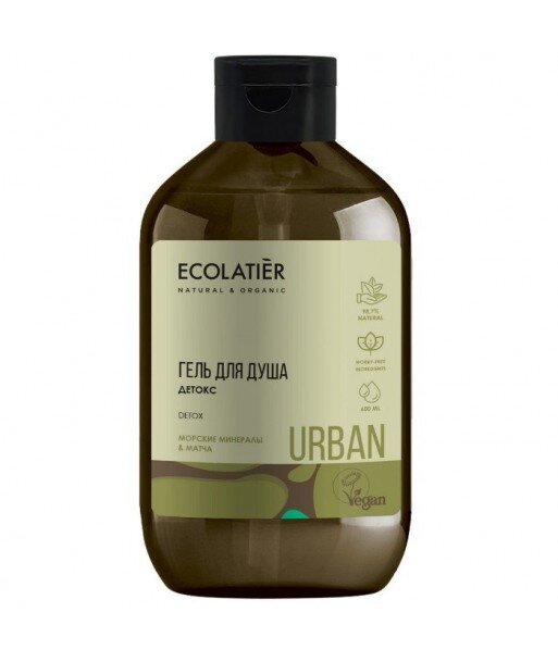 Detoks żel pod prysznic Minerały Morskie i matcha, 600 ml, ECOLATIER URBAN