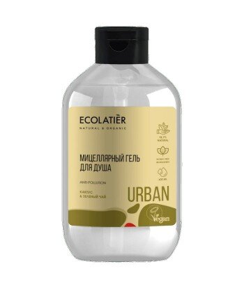 Micelarny żel pod prysznic Kaktus i zielona herbata, 600 ml, ECOLATIER URBAN
