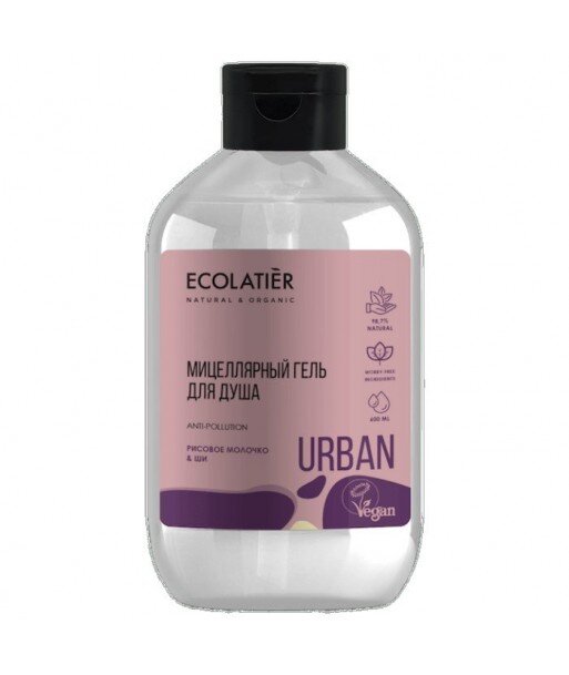 Micelarny żel pod prysznic Mleko ryżowe i shea, 600 ml, ECOLATIER URBAN