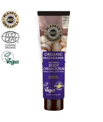 PO Organic Macadamia Krem-scrub do ciała - Oczyszcza i zmiekcza, 140ml