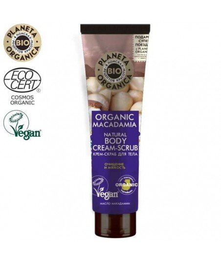 PO Organic Macadamia Krem-scrub do ciała - Oczyszcza i zmiekcza, 140ml